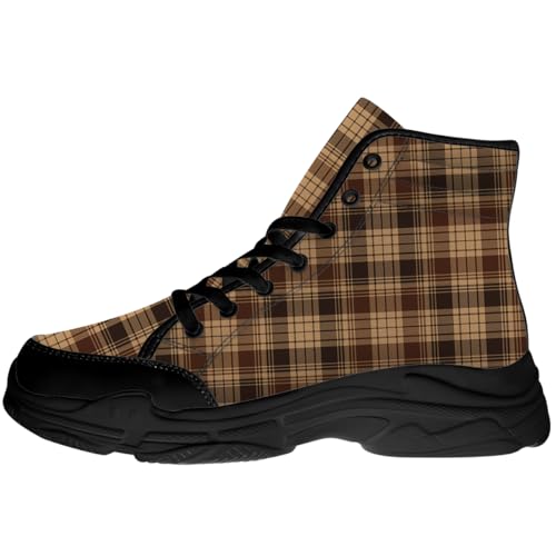 Quorax Plaid High Top Sneakers for Women Men Tartan Plaid Canvas Shoes Gifts for Her Him