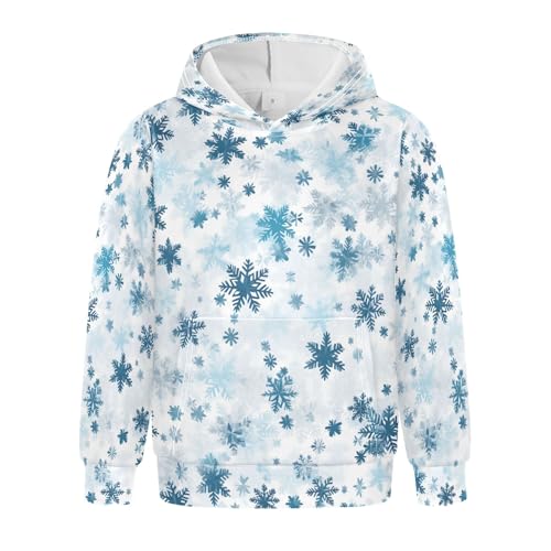 Kids Hoodies Sweaters Christmas Xmas Snowflake Hooded Sweatshirts with Big Pockets for Boys Girls B0400399