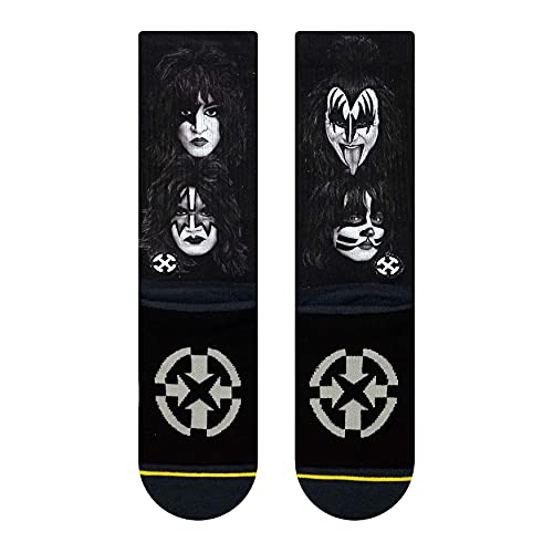 MERGE4 KISS Faces Collectible Large Crew Socks for Men and Women Officially Licensed Black White Iconic Rock and Roll Band3