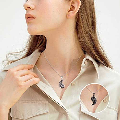 Axeluna Dragon Necklace Sterling Silver Yin Yang Pendant Necklaces For Couples Friends Jewelry Gifts For Women Men Girlfriend Boyfriend #TOP2