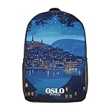 RRTYVFD Mochila infantil impresa en 3D con paisaje urbano nocturno de Oslo, Noruega, para niños, espaciosa, mochila de viaje, mochila para libros, mochila escolar, Oslo, Norway Night Cityscape