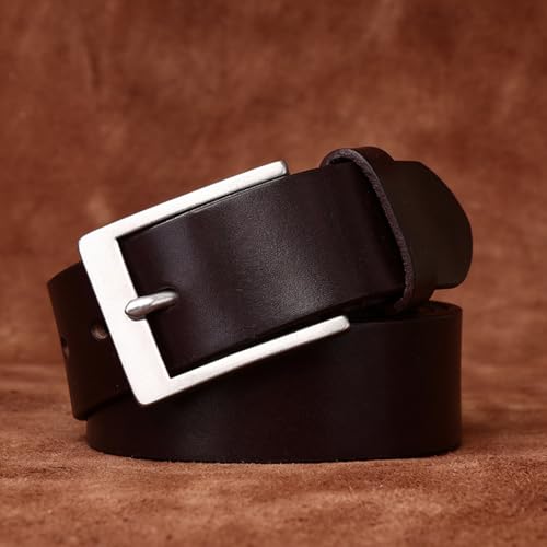 Mens Womens 1.5" Everyday Handcrafted Cowhide Belt Solid Leather Strap Silver Buckle for Work Business and Casual3