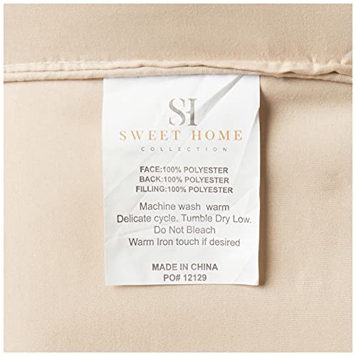 Image of Sweet Home Collection 8 Piece Bed in a Bag with Dobby Stripe Comforter, Sheet Skirt, and Sham Set, Twin, Beige, 8