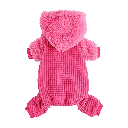 Fitwarm Fuzzy Velvet Girl Dog Hooddie Puppy Hooded Coat Thermal Fleece Doggie Pajamas Pet Winter Clothes Cat Jackets Pink Small #TOP3