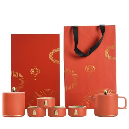Tarro De Almacenamiento De Té Recipiente de cerámica for almacenar té suelto, tarro for el hogar, tetera de una sola olla, juego de té chino de cuatro tazas, caja de regalo Contenedores De Almacenamie