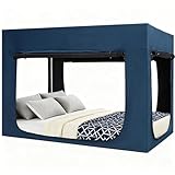 Quinnsus Upgraded Bed Tent Bed Canopy King Size Tents for Adult and Kids - Portable Sleeping Bed Tents 90% Blackout with 4 Doors Breathable Private Space Tents(Mattress Not Included)