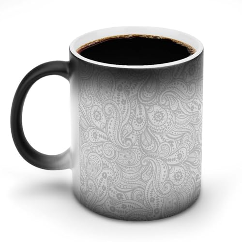 変色 マグカップ エスニック柄 ペイズリー 色が変わる コーヒーカップ カップ コーヒー マグ マジックカップ ティーカップ 食器 陶器 耐熱 耐冷 プリント 人気ギフト 贈り物 350ml