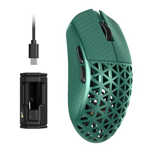 ATTACK SHARK R5 Ultra Ratón Inalámbrico Para Juegos De Alta Velocidad Fibra Carbono, Ultraligero 39g, Lija, 2.4G/BT/USB C, Sensor PAW3950MAX, Tasa De Sondeo Inalámbrica 8KHz, 42KDPI, Win/Mac  Verde