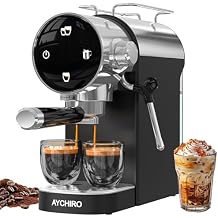 AYCHIRO Semi-Automatic Espresso Machine with Milk Frother, 20 Bar Espresso Coffee Machine, Espresso Maker with Removable Water Tank & Drip Tray, Compact for Home Latte Cappuccino