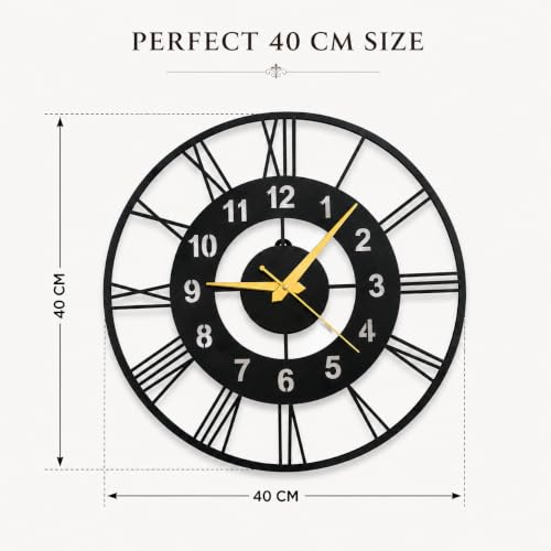 Image of 40 cm Metal Wall Clock, Black