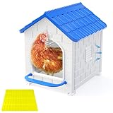 Nesting Boxes for Chickens - Waterproof Plastic Chicken Nesting Box for Laying Eggs with Washable Pads, Easy to Assemble for Wall or Ground Mount, Indoor/Outdoor Poultry Coop Accessories (Blue)