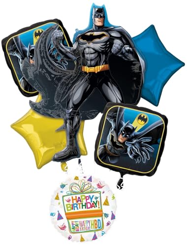 Image of Anagram Classic Batman Birthday Party Supplies 6pc Balloon Bouquet Decorations