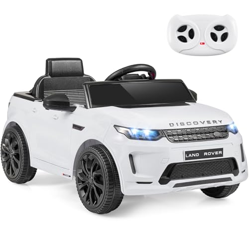 COSTWAY 12V Ride on Car, Licensed Land Rover Discovery Electric Toy Vehicle with Remote Control, LED Lights, Music & Horn, Soft Start Kids Ride on Cars for Boys Girls (White)