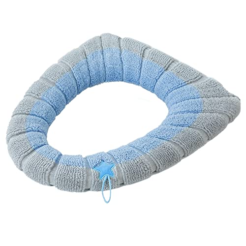 TAHUAON Funda de asiento de inodoro más gruesa lavable para asiento de inodoro de invierno, más gruesa para el baño, fundas de asiento de inodoro, suaves y cálidas, color azul Cover