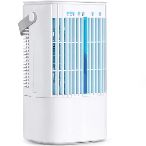 Aliliy 冷風機 冷風扇 強力【2026改良型・瞬間冷却・節電・首振り・USB給電式】超音波式 細かいミスト 卓上 扇風機 氷入れ可 大容量 省エネ 小型 冷風扇風機 噴霧 送風 加湿 冷却 ミニクーラー コンパクト 3段階風量 切タイ