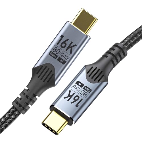 usb c auf usb c kabel kurz 0,3 M Kompatibel f&uuml;r thunderbolt 5,USB 5 Cable Data Transfer 80Gbps,16K/8K/4K video,Typc C ladekabel 240W Schnell aufladen Kompatibel f&uuml;r thunderbolt 4/3 geflochten