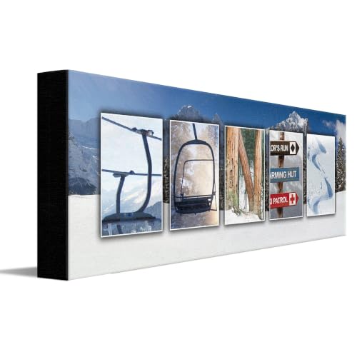 SKIING Custom Photo Name Art | Premium Float Framed Canvas | 36”x12