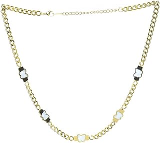 Stainless Steel Necklace With Butterfly Design For Girl - Gold White