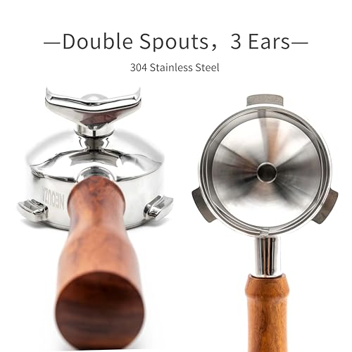Image of NEOUZA 58mm Three Ears Portafilter for Espresso Coffee Machine Compatible with SMEG EGF03 Breville Sage Barista Max,Double Spouts,Non-pressurized Basket,Basket Removal Tool