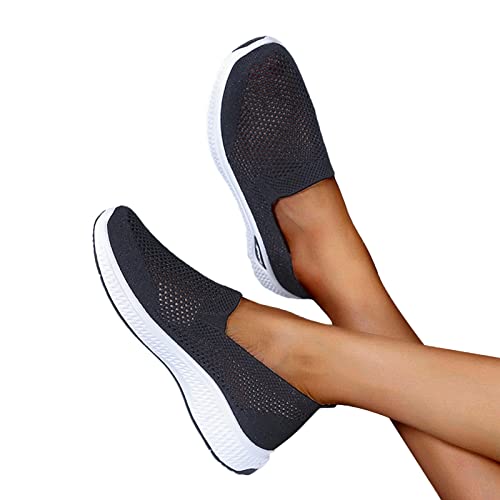 Women's Orthopedic Slip-On Sneakers Breathable Woven Diabetic Shoes with Arch Support Soft Wide Width Cushion Sneakers2