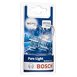 Bosch W21W (382W) Pure Light Halogen Headlight Bulbs, 12 V 21 W, Original Quality - Socket Type W3x16d - Pack of 2 Replacement Car Light Bulbs