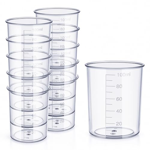 10 Vasos medidores plásticos desechables 100 ml miniatura 1
