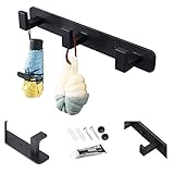 Kleiderhaken Hakenleiste Garderobenhaken Stabile Garderobenleiste- Hakenleiste Wandgarderoben mit 3 Haken für Küche, Bad und Schlafzimmer, Kein Bohren erforderlich, Schwarz