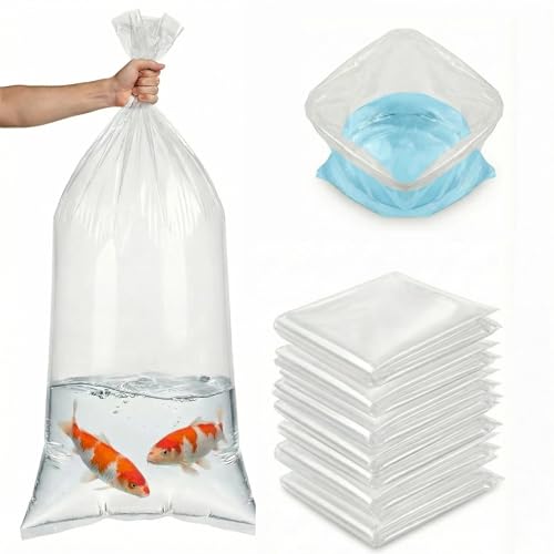 NYMICL Heavy Duty Live Fish Bags, Large Fish Transport Bags,Koi Transport,23x47 Inch, 5.5 MIL Thick（Double Layer） Leak Resistant, Case of 8