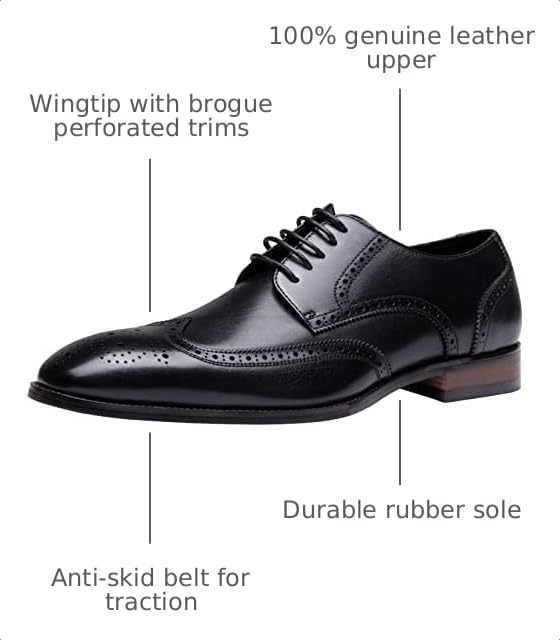 Image of Jousen Men's Dress Shoes Leather Classic Formal Mens Oxfords Retro Derby Oxford