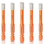 5 Pcs 6mm Diamond Drill Bits, Porcelain Tile Drill Bit, Hex Shank Diamond Dry Drill Bits Sets for Granite, Ceramic, Marble, Tile Stone, Glass, Hard Materials