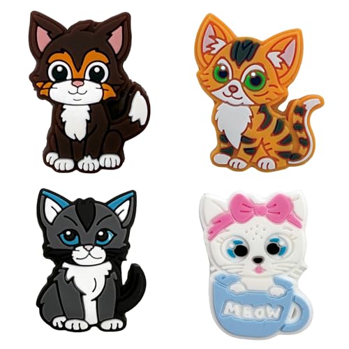 TRESSIS Tennis Racket Dampener - Cute Cat Designs - 4-Pack - Vibration & Noise-Reducing Tennis Shock Absorber for Racquets - Secure, Easy-Install Accessories for Players of All Levels