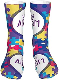 883 Compression Socks In April We Wear Blue Autism Awareness Calf Socks Non Slip Crew Socks Soft Sports Socks For Trekking Walking Hiking 40cm