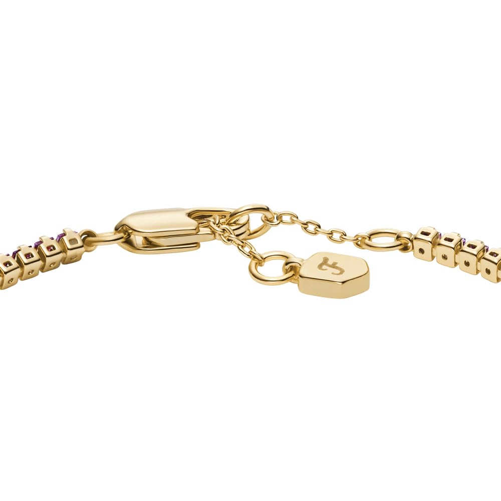 Fossil Bracciale a catena sottile da donna in ottone con chiusura a moschettone