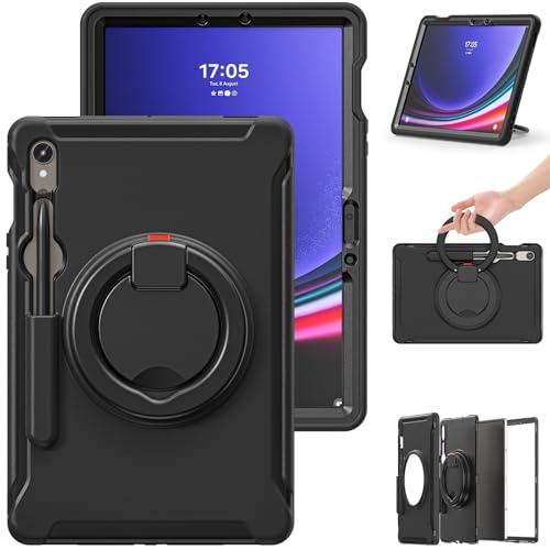 Coque Samsung Galaxy Tab S10 FE et S9 Releas intégrale robuste noire