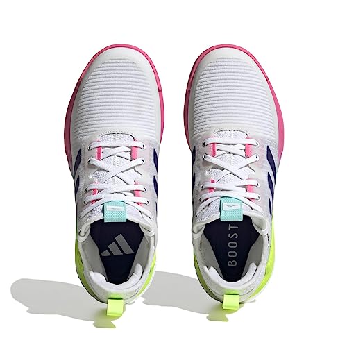 adidas Tênis feminino de vôlei Crazyflight Mid, Branco/Team Collegiate Purple/Flash Aqua, 5.5