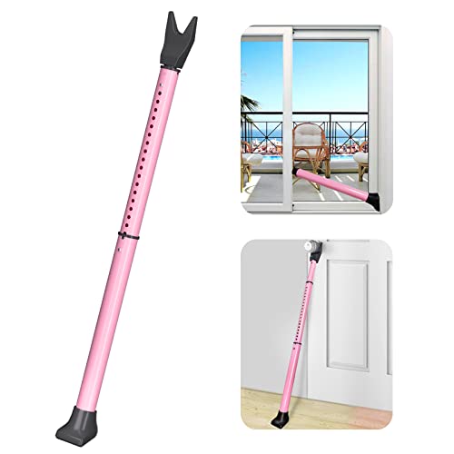 AceMining Upgraded Door Security Bar & Sliding Patio Bar, Heavy Duty Stoppers Adjustable Jammer for Home, Apartment, Travel (1 Pack,Pink) by AceMining - Used condition - US$22.57