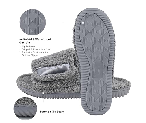 Image of Panda Bros Adjustable House Slippers for Men Soft Open Toe Breathable Indoor Outdoor Slip on Slides Slippers with Memory Foam for Home Bedroom