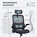ACMELIFE Ergonomic Office Chair Mesh Desk Chair with Adaptive Lumbar Support, Dual Backrest Zones, Computer Chair with Flip-Up Armrests High Back for Studio, Home Truly Widened and Enlarged(Black)