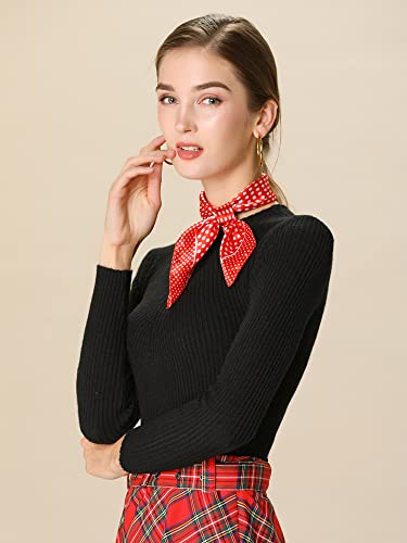 Allegra K 2Pcs 50cm Women Satin Printed Square Kerchief Hair Wrap Neck Scarf 50 * 50cm/19.69 * 19.69"(L*W) Red Dots&Red Dots3