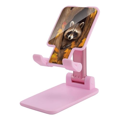 Soporte para teléfono celular para escritorio universal con diseño de mapache otoñal