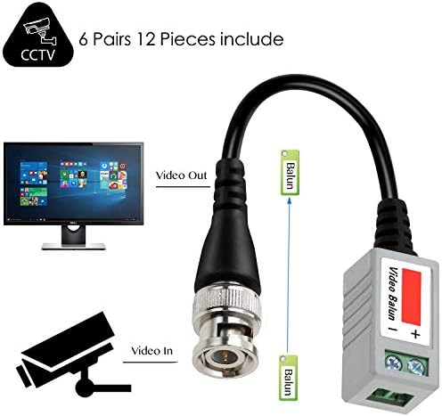Baolongking 6 PAIRS (12 Pcs) Mini CCTV BNC Video Balun Transceiver Cable