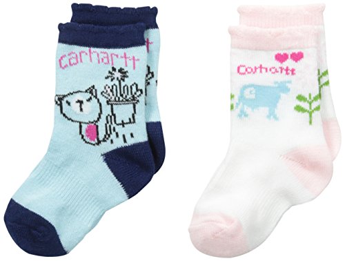 Carhartt Baby-Girls Infant Toddler Girls' 2 Pack Crew Socks