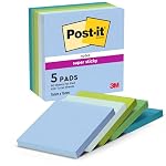 Post-it – Post-it Super Sticky Notes, 5 Blöcke (450 Blatt), 76 mm x 76