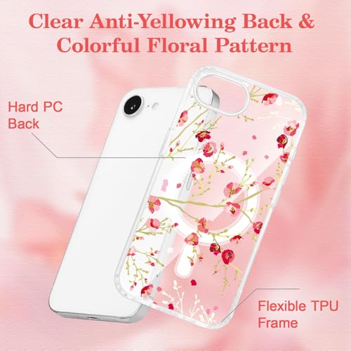 QLTYPRI Magnetic for iPhone 17e / iPhone 16e Case Cute Floral, Red by QLTYPRI - Used condition - Image 5