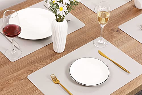Wipeable Placemats Leather Table Mats Waterproof Heat-Resistant Easy To Clean For Dining Table Set Kitchen Table (4, Slate Grey) #TOP6