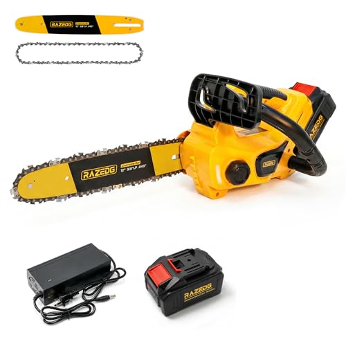 RazEdg 40V Cordless Brushless Chainsaw, 12-Inch Bar, Tool-Free Tension