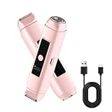 Intimrasierer für Frauen, Elektrischer Damenrasierer 2 in 1 Doppelkopf Design mit Usb-C-Ladetechnik Ipx6 Wasserdicht mit Schutznetz, Geeignet für Gesicht, Beine, Arme und Bikinilinie