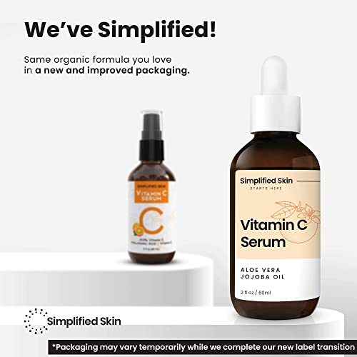 Vitamin C Serum 20% For Face & Eyes (2 Oz). Anti Aging, Wrinkles, Acne & Dark Spot Remover Treatment With Hyaluronic Acid & Vit E. Antioxidant Facial Serum By Simplified Skin #TOP1