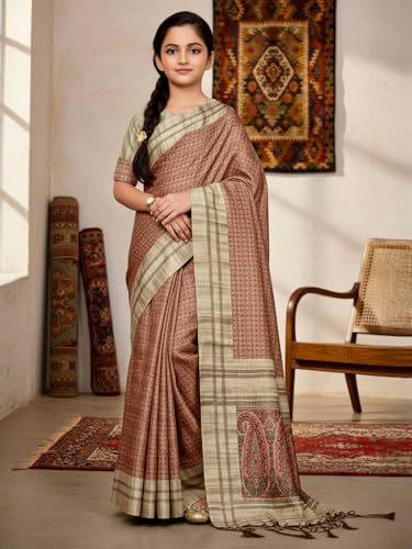Image of AKHILAM Women's Shimmer Pashmina Silk Abstract Printed Saree With Unstitched Blouse Piece (BBABY7502 AI Parent)