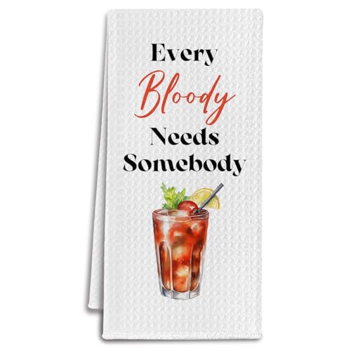 IRTAGANNY Bloody Mary Cocktail Kitchen Towels, Gifts for Cocktail Lovers, Bloody Mary Lover Gifts Dish Tea Hand Towels for Kitchen Bar Cart Decor, 16x24 Inch